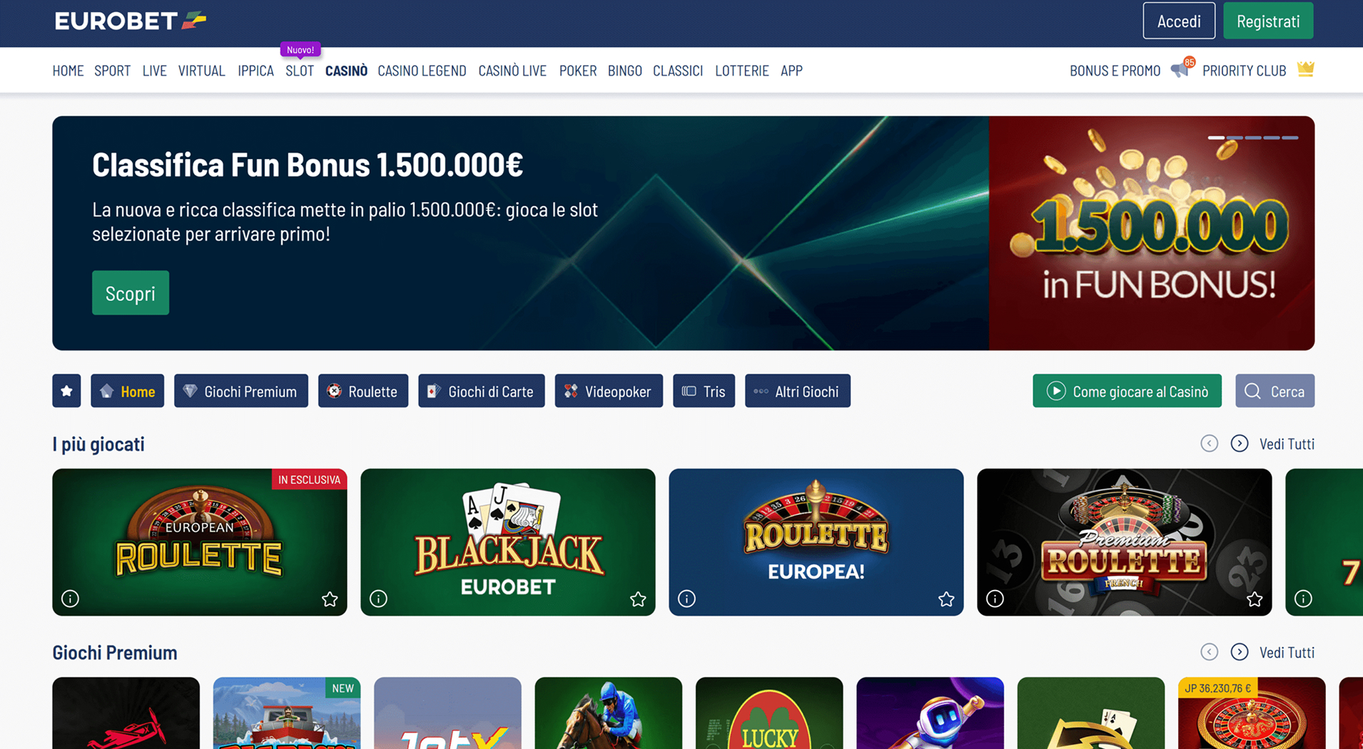 3. Eurobet- Forte valore del casinò ClickandBuy