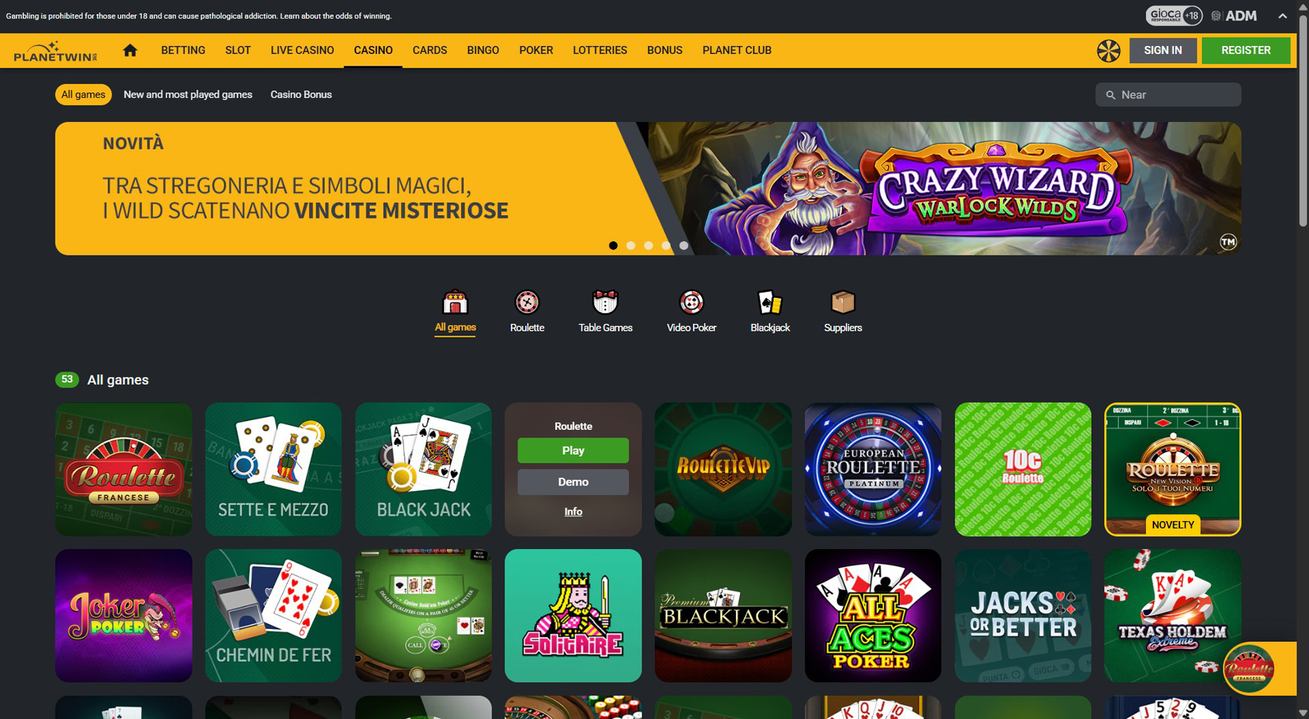 1. Planetwin365- La migliore scelta per il casinò ClickandBuy