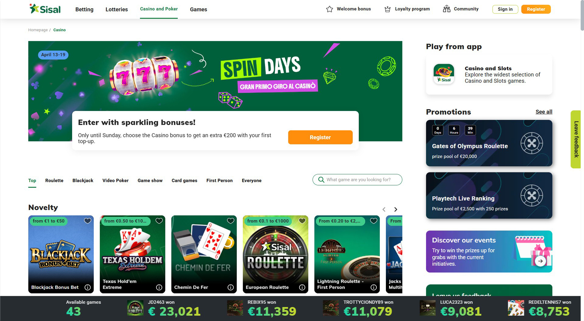 4. Sisal- Opzione affidabile del casinò ClickandBuy